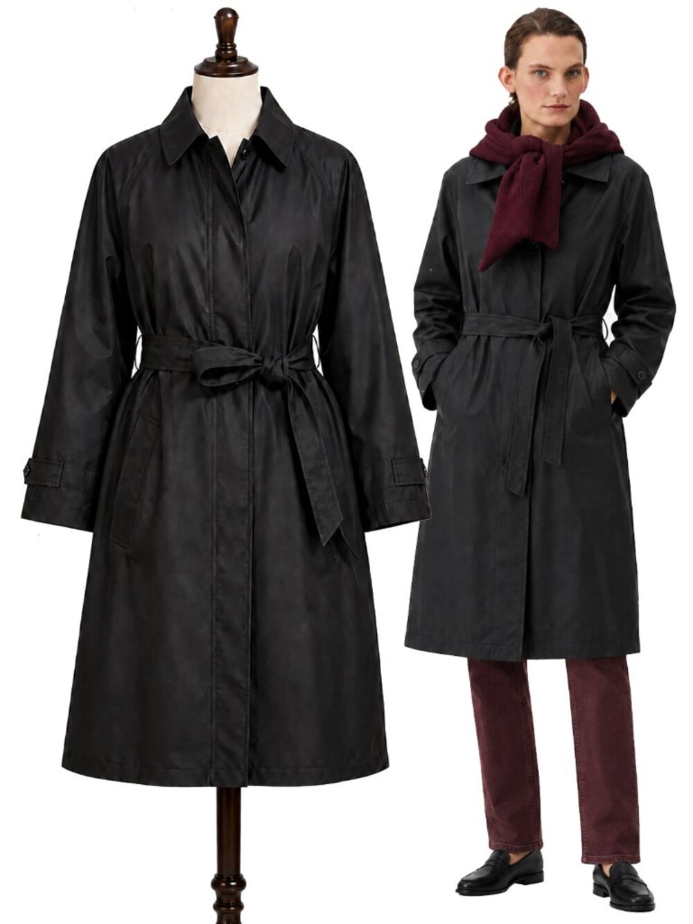 Vintage London Fog Black Belted Trench 8P Thinsulate Minimalist Classic Capsule